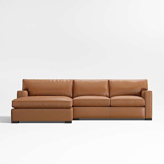 Axis Classic Leather 2-Piece Sectional Sofa with Extra Wide Chaise Lounge