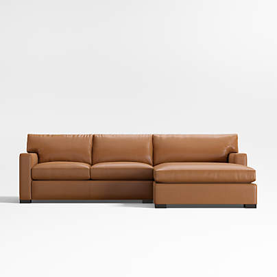 Axis Classic Leather 2-Piece Sectional Sofa with Extra Wide Chaise Lounge