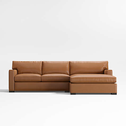 Axis Classic Leather 2-Piece Sectional Sofa with Extra Wide Chaise Lounge