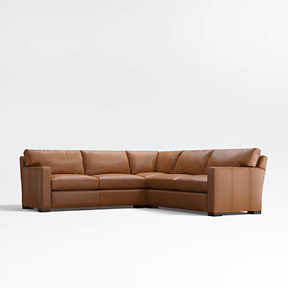 Axis Classic 3-Piece L-Shaped Leather Sectional Sofa