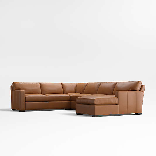 Axis Classic Leather 4-Piece L-Shaped Sectional Sofa with Chaise Lounge
