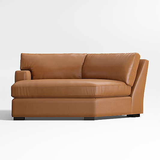 Axis Classic Leather Left-Arm Angled Chaise Lounge Sectional Piece