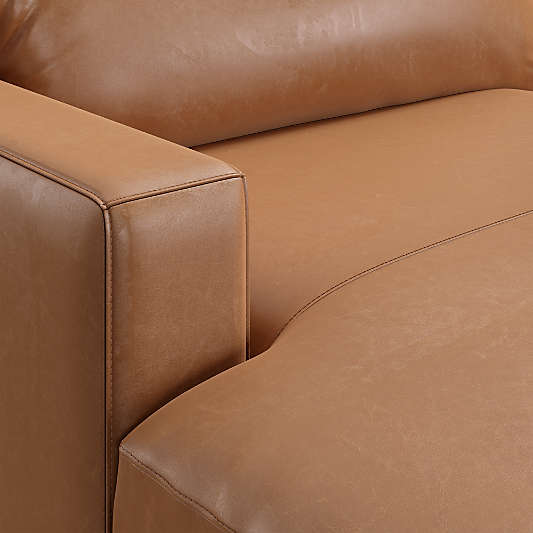 Axis Classic Leather Left-Arm Chaise Lounge Sectional Piece