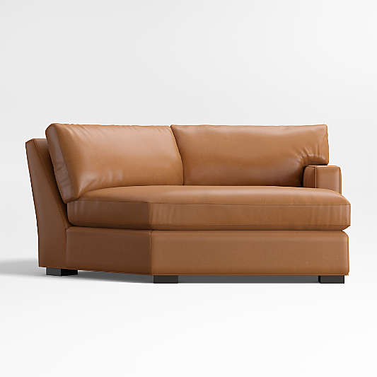 Axis Classic Leather Right-Arm Angled Chaise Lounge Sectional Piece