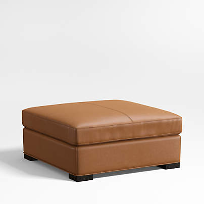 Axis Classic 34" Leather Square Cocktail Ottoman