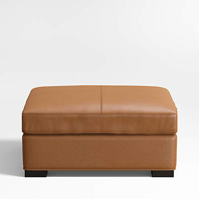 Axis Classic 34" Leather Square Cocktail Ottoman