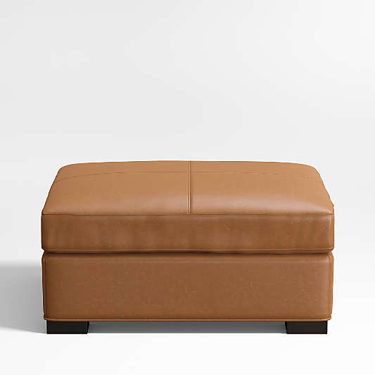 Axis Classic 34" Leather Square Cocktail Ottoman