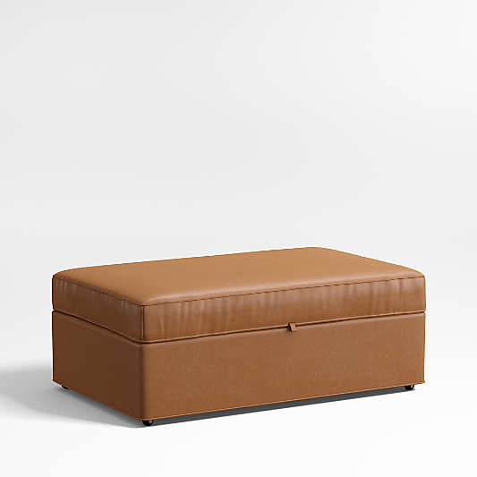 Axis Classic Leather Storage Ottoman with Tray