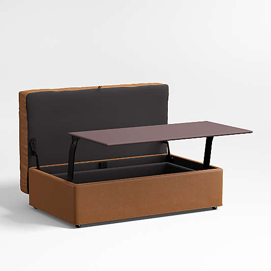 Axis Classic 43" Leather Storage Ottoman with Tray