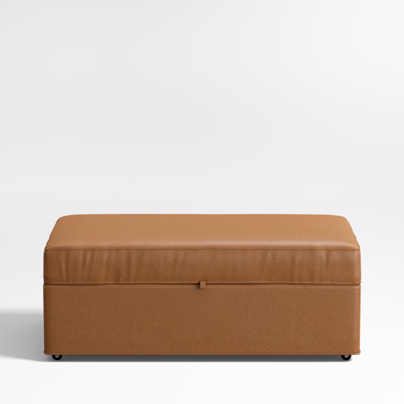 Axis Classic Leather Storage Ottoman with Tray - image 0 of 4