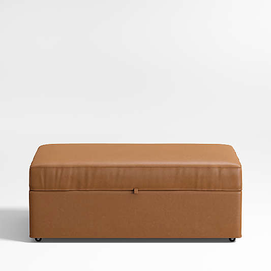 Axis Classic Leather Storage Ottoman with Tray