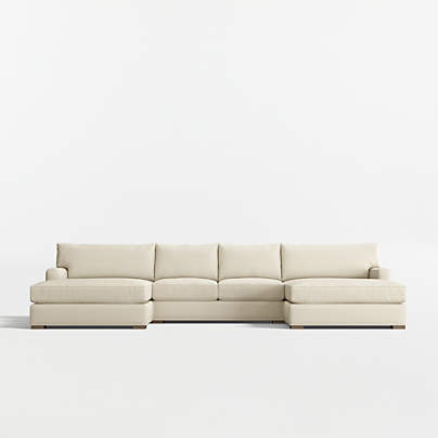 Axis Classic 3-Piece U-Shaped Sectional Sofa with Double Extra Wide Chaise Lounge