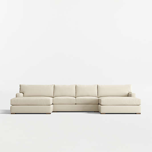 Axis Classic 3-Piece U-Shaped Sectional Sofa with Double Extra Wide Chaise Lounge