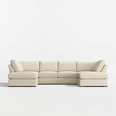 Axis Classic 3-Piece U-Shaped Sectional Sofa with Double Corner Bumper