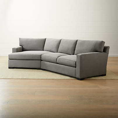 Axis Grey Fabric Sectional Sofa, Crate And Barrel Sectional Sofa With Chaise