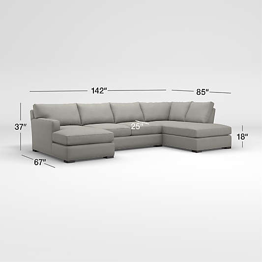 Axis 3-Piece U-Shaped Sectional Sofa with Right-Arm Corner Bumper