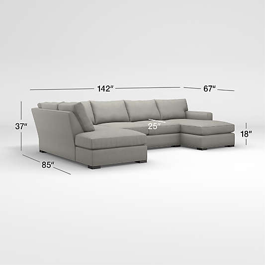 Axis 3-Piece U-Shaped Sectional Sofa with Left-Arm Corner Bumper