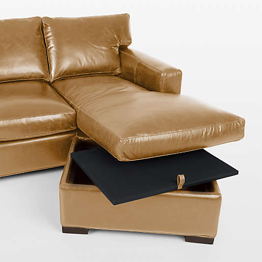 Axis 88" Leather Right-Arm Storage Chaise Lounge Sectional Sofa