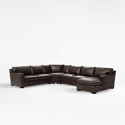 Axis Brown Top Grain Leather Sectional Sofa Crate And Barrel Top Grain Leather Sectional Sofa, 5 Piece Leather Sectional Sofa