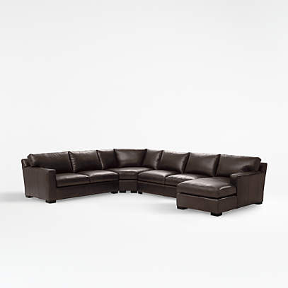Axis Brown Leather Sectional With, Maroon Leather Sectional Sofa