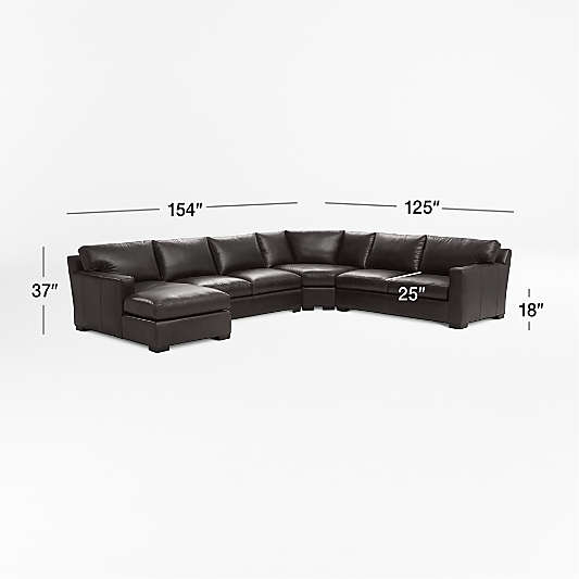 Axis Leather 4-Piece L-Shaped Wedge Sectional Sofa with Chaise Lounge