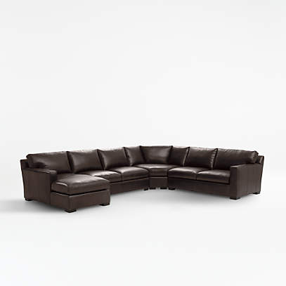 Axis Leather Sectional With Chaise, Leather Sectional Sofas With Chaise