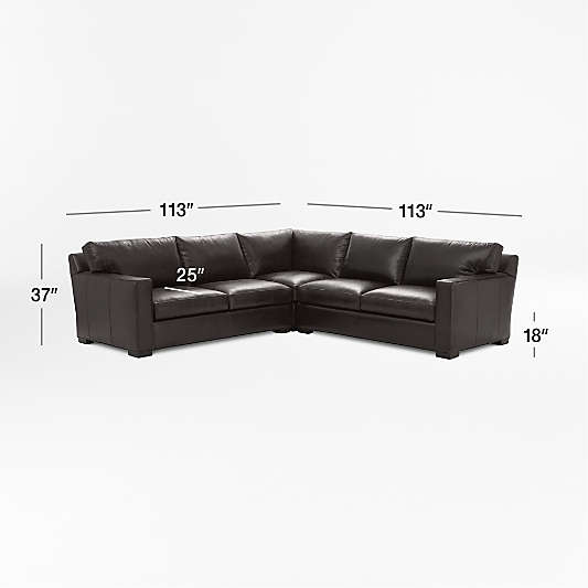 Axis Leather 3-Piece Sectional Sofa