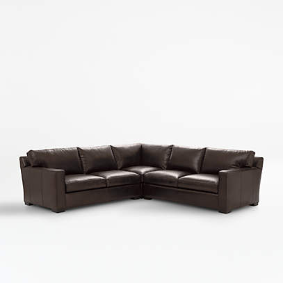 Axis Brown 3 Piece Leather Sectional, Leather Sofa Sectional With Chaise