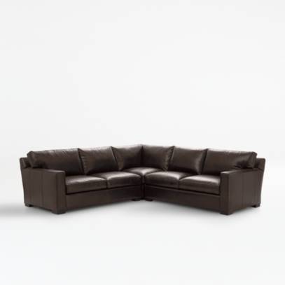 Axis Brown 3 Piece Leather Sectional, Leather Sectional Furniture Mart