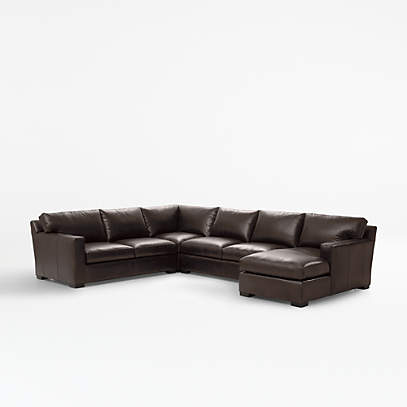 Axis Brown Leather Sectional Sofa, Sectional Brown Leather Sofa