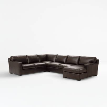 Axis Brown Leather Sectional Sofa, Leather Sectional Furniture Row