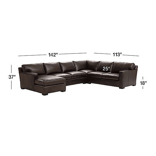 Axis Leather 4-Piece L-Shaped Sectional Sofa with Chaise Lounge