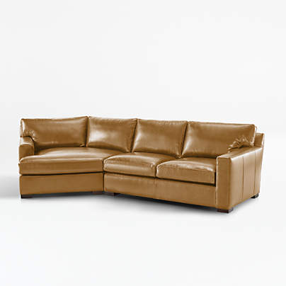 Axis Leather 2-Piece Left Arm Angled Chaise Sectional Sofa