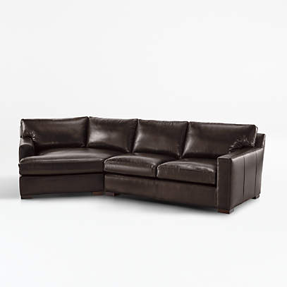 Axis Leather 2 Piece Left Arm Angled, Chaise Sectional Sofa Leather