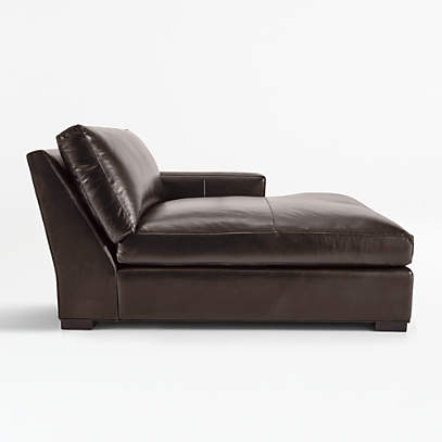 Axis Leather Right Arm Double Chaise, Brown Leather Chaise Lounge Chair