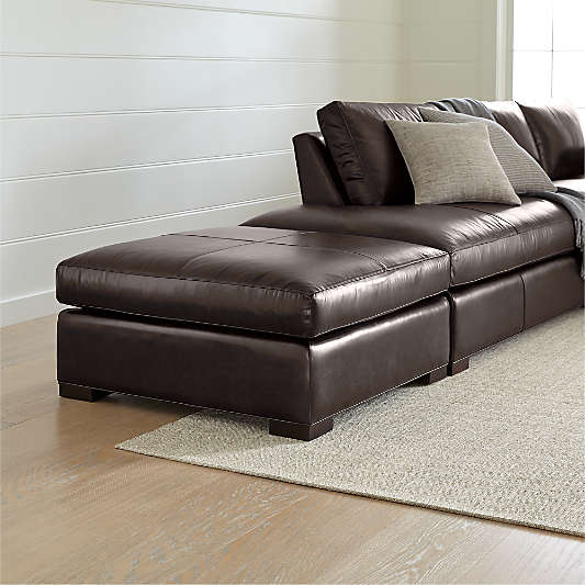 Axis 39" Leather Square Cocktail Ottoman