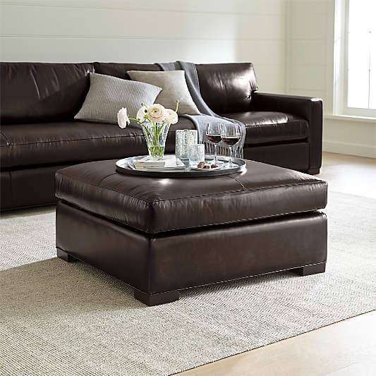 Axis Leather Square Cocktail Ottoman