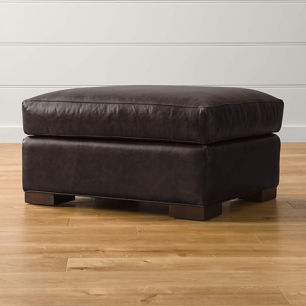 Axis Leather Ottoman + Reviews Crate & Barrel