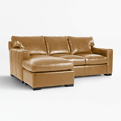 Axis 88" Leather Queen Sleeper Left-Arm Storage Chaise Lounger