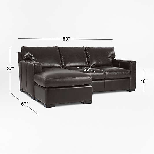 Axis Leather Left Arm 3-Seat Lounger