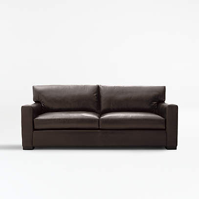 Axis Leather 2 Seat Queen Sleeper Sofa, Deep Seat Leather Sofa