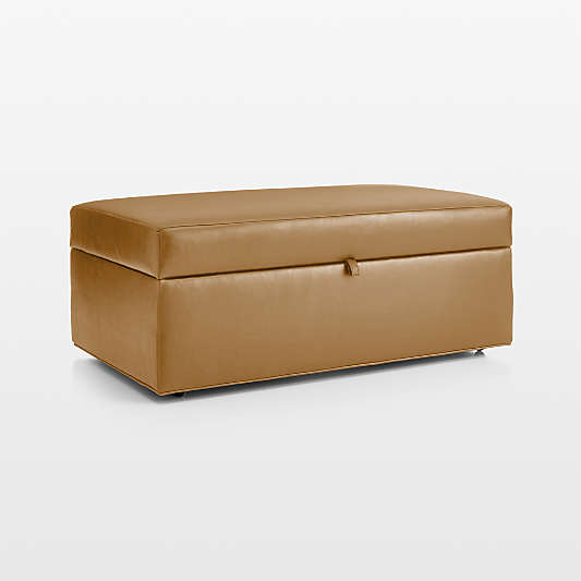 Axis 43" Leather Storage Ottoman with Tray