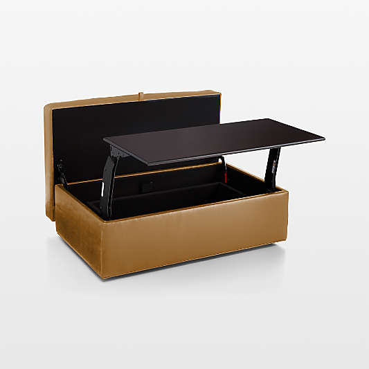 Axis 43" Leather Storage Ottoman with Tray