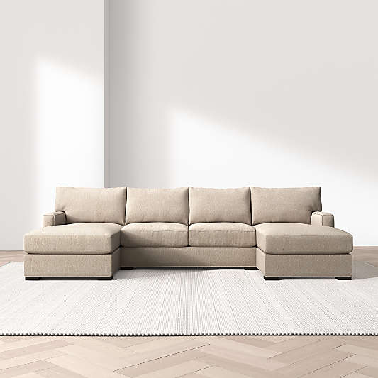 Axis Classic 3-Piece U-Shaped Sectional Sofa with Double Chaise Lounge