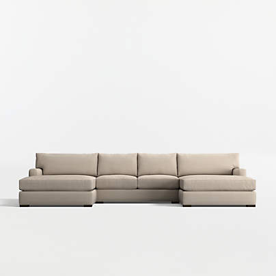 Axis Classic 3-Piece U-Shaped Sectional Sofa with Double Extra Wide Chaise Lounge