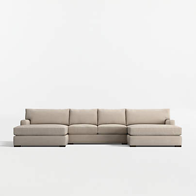 Axis Classic 3-Piece U-Shaped Sectional Sofa with Double Extra Wide Chaise Lounge