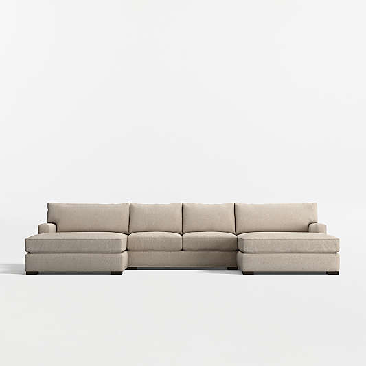 Axis Classic 3-Piece U-Shaped Sectional Sofa with Double Extra Wide Chaise Lounge