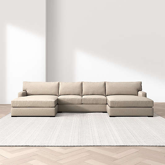 Axis Classic 3-Piece U-Shaped Sectional Sofa with Double Extra Wide Chaise Lounge