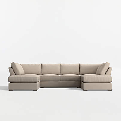 Axis Classic 3-Piece U-Shaped Sectional Sofa with Double Corner Bumper