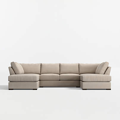 Axis Classic 3-Piece U-Shaped Sectional Sofa with Double Corner Bumper